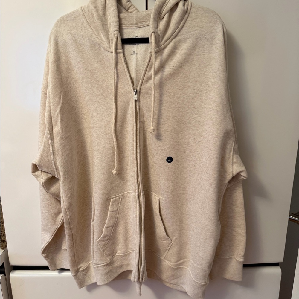 Hollister Cream Zip-Up Hoodie